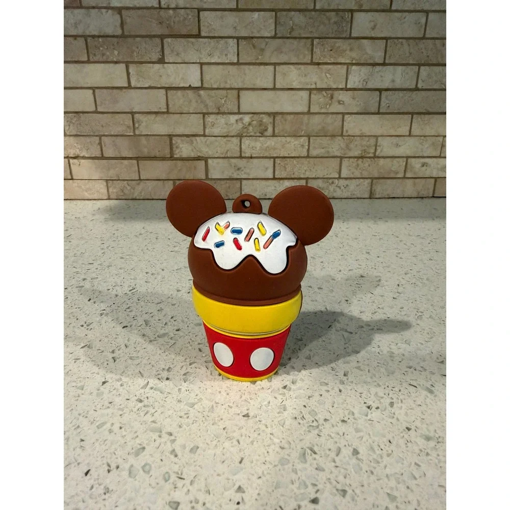 Disney Parks Mickey Mouse Ice Cream Sundae Hand Sanitizer Holder Keyring
